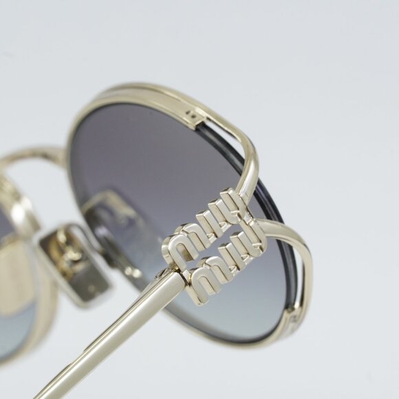 Miu Miu MU52YS ZVN5D1 Sunglasses Pale Gold Oval Frame, Grey Gradient Lenses main image 5